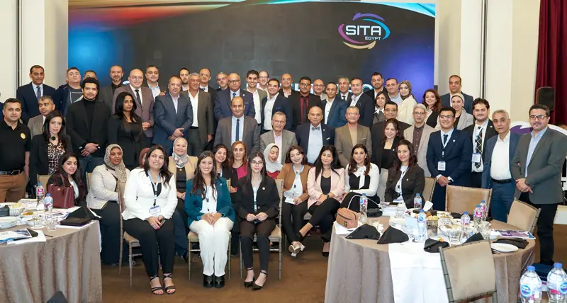 Group photo of Hotel Tech Egypt 2024 attendees and speakers
